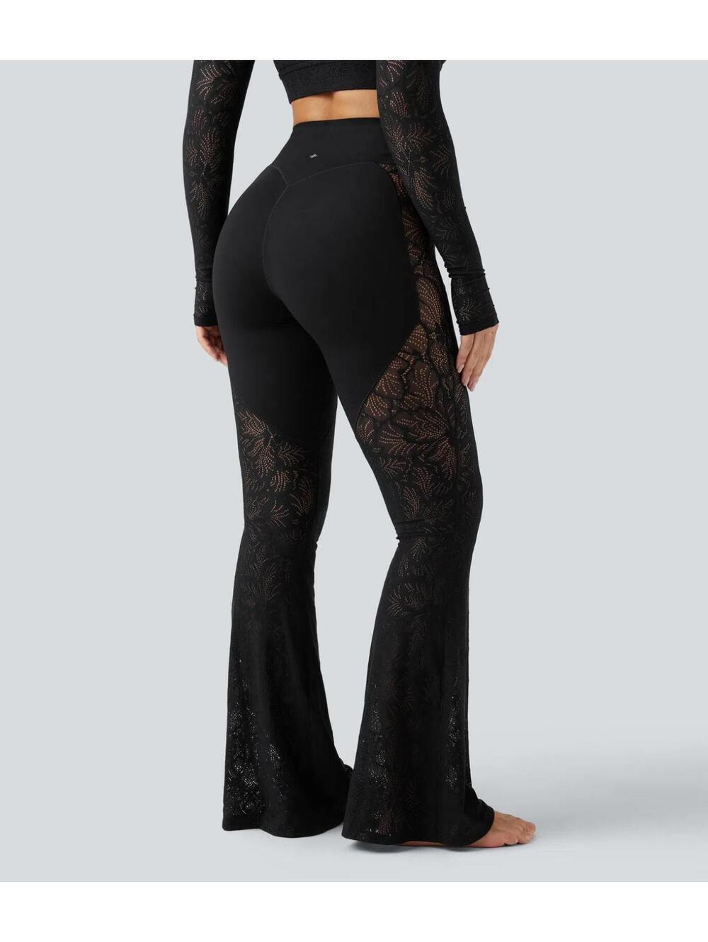 Halara UltraSculpt High Waisted Tummy Control Contrast Flare Legging Black Small